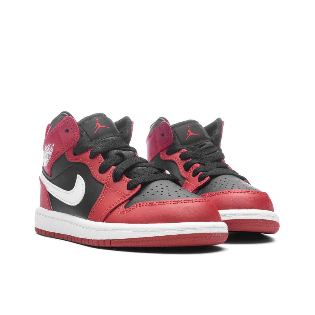 Jordan 1 Mid (PS) - Black/White/Gym Red - Image 2