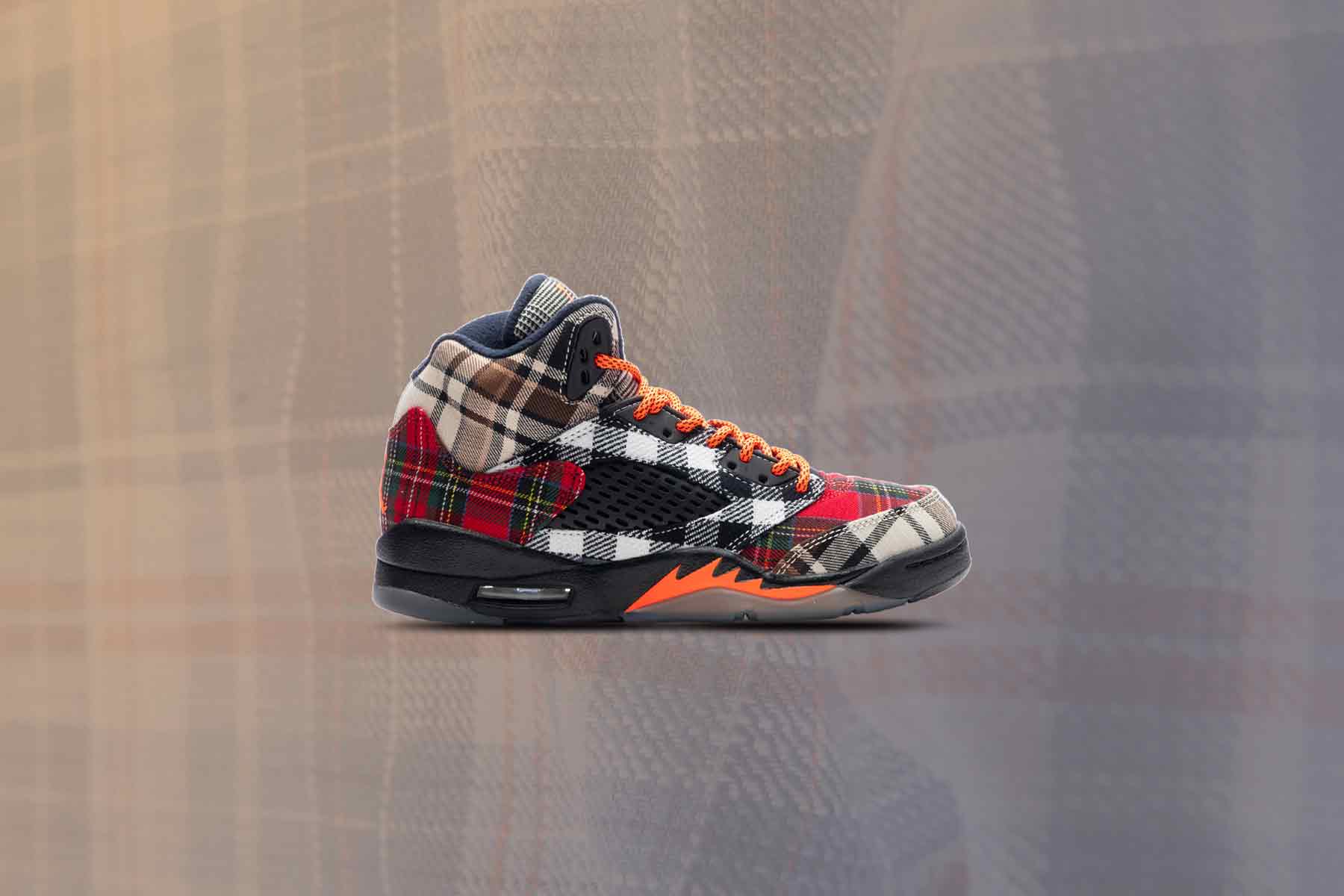 Air Jordan 5 Retro (GS) 'Plaid' - Black/Total Orange/Dark Obsidian - Image 5