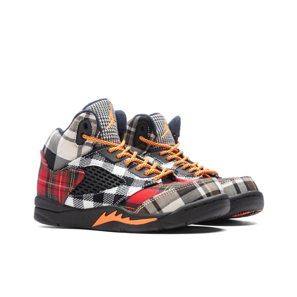 Air Jordan 5 Retro (PS) 'Plaid' - Black/Total Orange/Dark Obsidian - Image 2