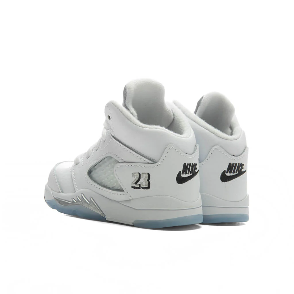 Air Jordan 5 Retro 'White Metallic' (TD) - White/Black/Metallic Silver - Image 2
