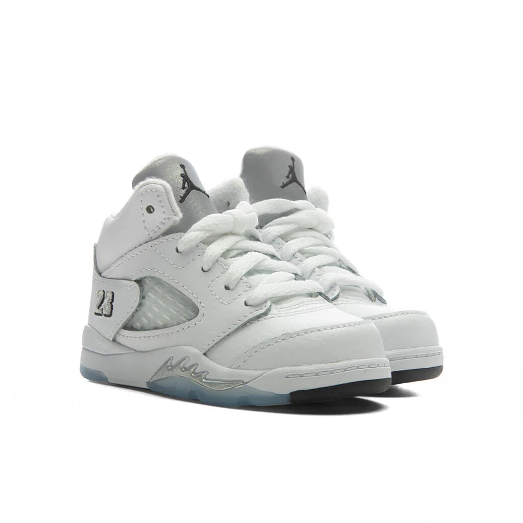 Air Jordan 5 Retro 'White Metallic' (TD) - White/Black/Metallic Silver - Image 5