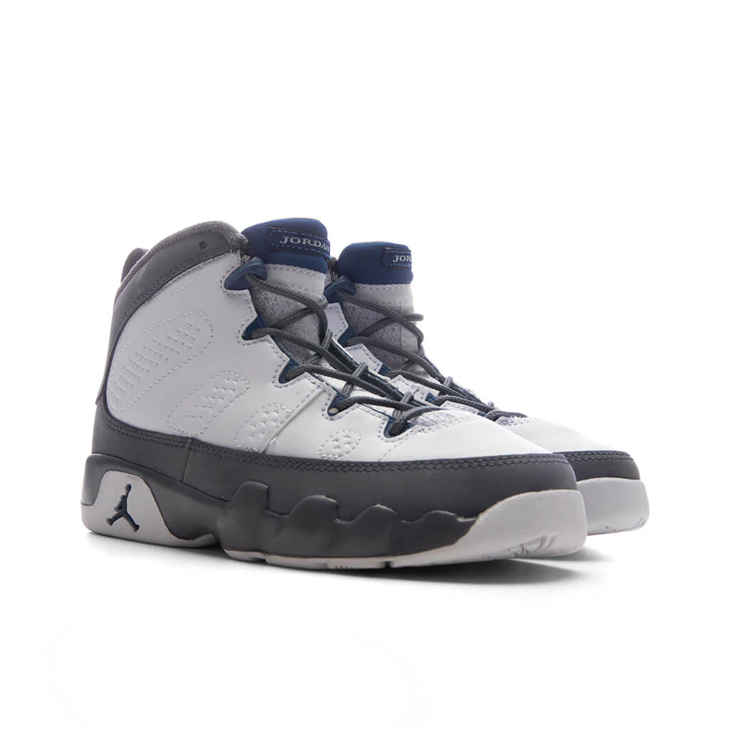 Air Jordan 9 Retro 'Flint Grey' (PS) - White/French Blue/Flint Grey - Image 2