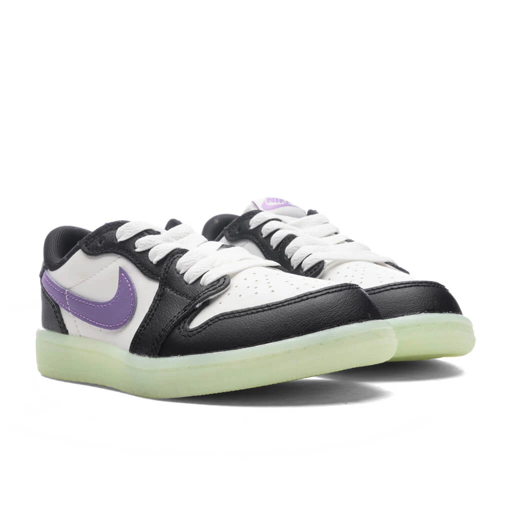 Air Jordan 1 Retro Low OG (PS) - Black/Black Raspberry/Volt Tint - Image 2