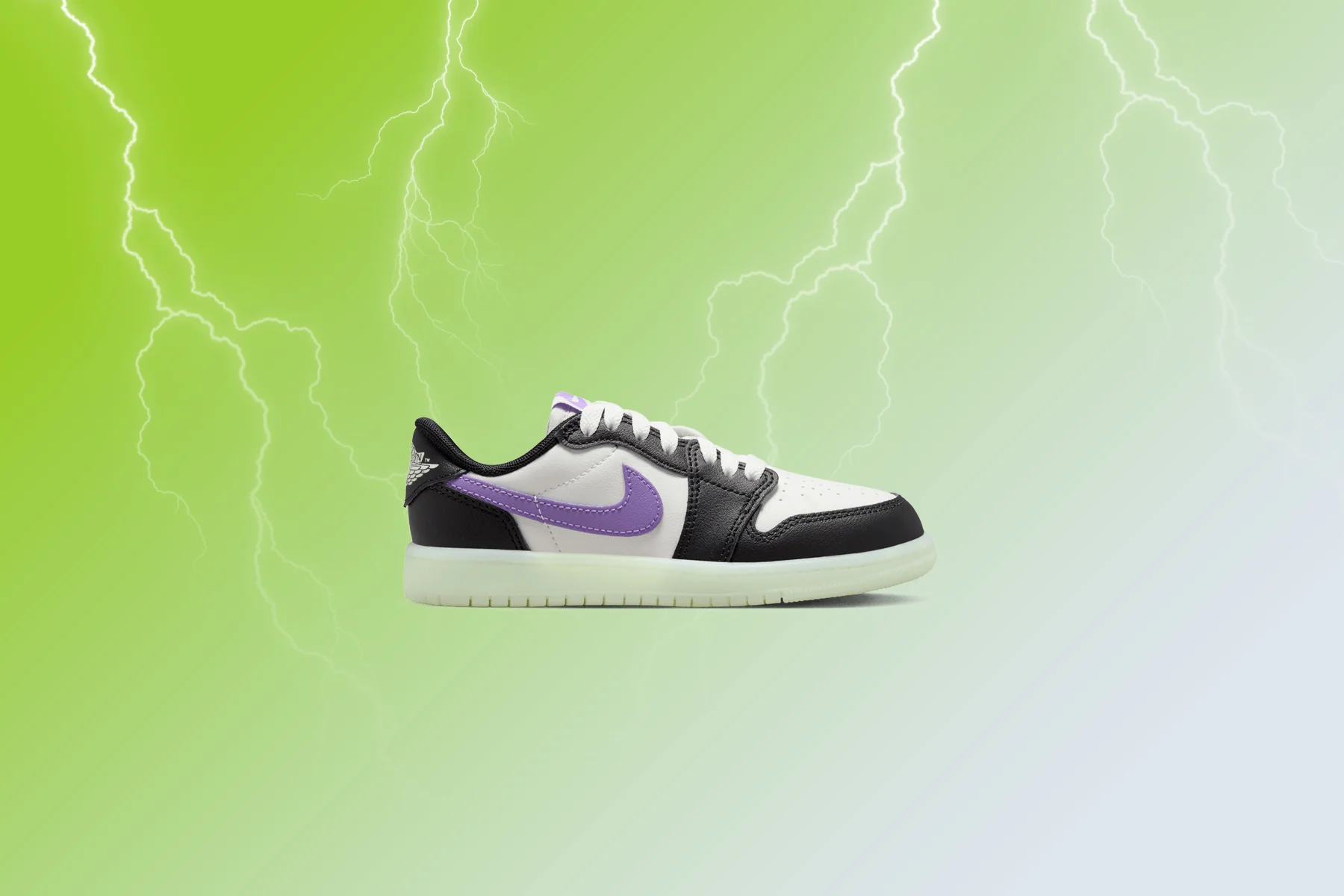 Air Jordan 1 Retro Low OG (PS) - Black/Black Raspberry/Volt Tint - Image 5