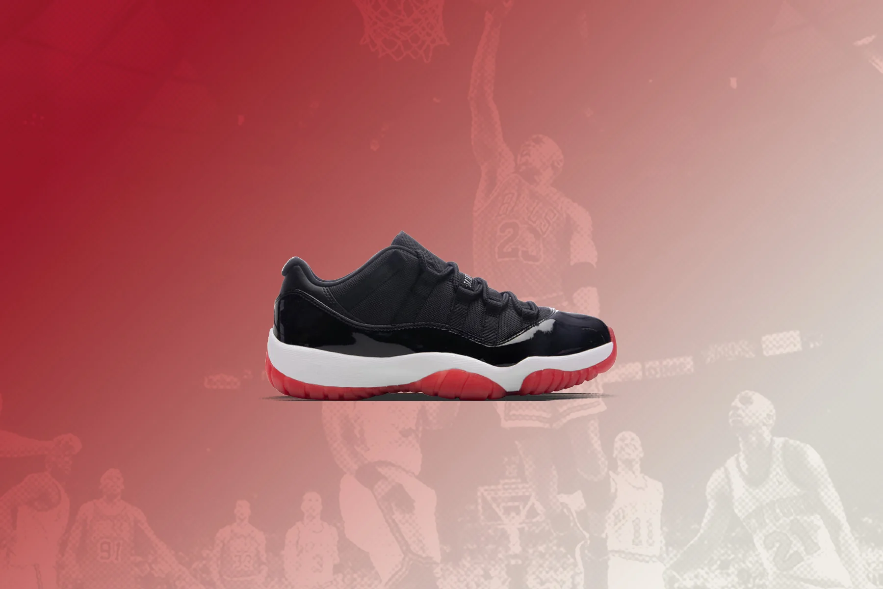 Air Jordan 11 Retro Low 'Bred' (PS) - Black/Varsity Red/White - Image 5
