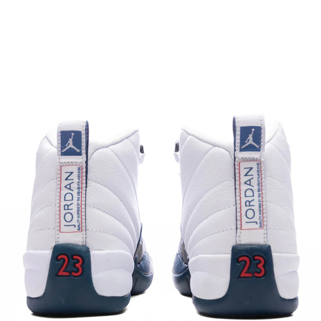 Air Jordan 12 Retro 'French Blue' (GS) - White/French Blue/Metallic Silver - Image 4
