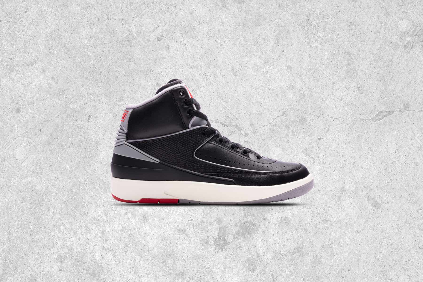 Air Jordan 2 'Black Cement' - Black/Cement Grey/Fire Red - Image 5