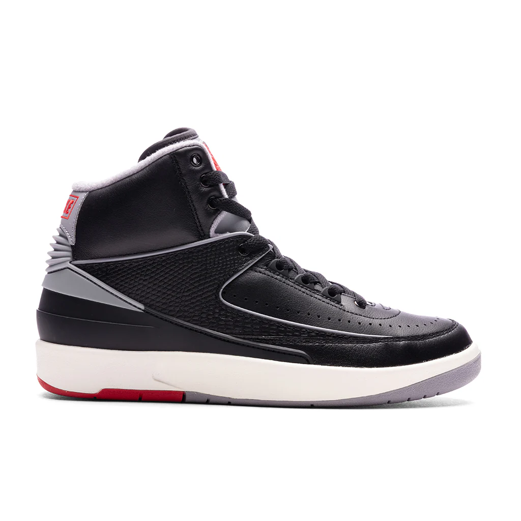 Air Jordan 2 Retro (GS) 'Black Cement' - Black/Cement Grey/Fire Red