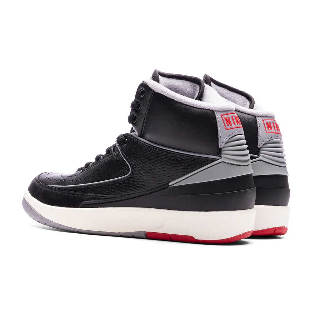 Air Jordan 2 Retro (GS) 'Black Cement' - Black/Cement Grey/Fire Red - Image 3