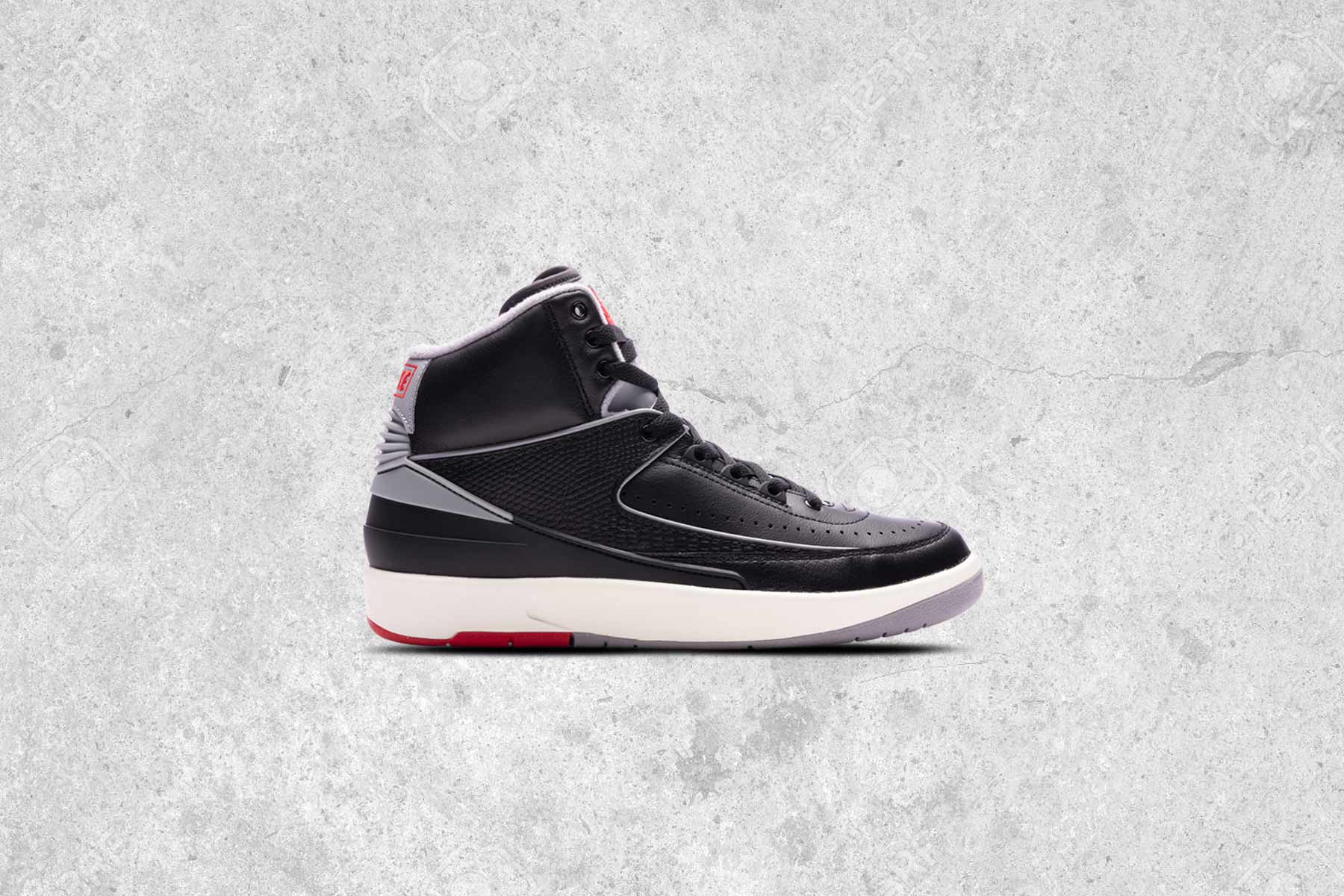 Air Jordan 2 Retro (GS) 'Black Cement' - Black/Cement Grey/Fire Red - Image 5