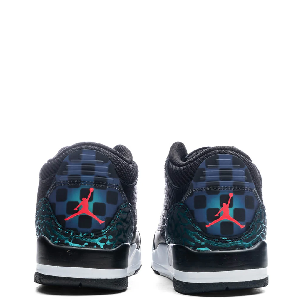 Air Jordan 3 Retro (PS) 'Moto' - Black/Siren Red/Hyper Jade - Image 4