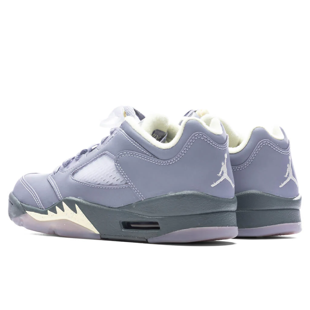 Women's Air Jordan 5 Retro Low - Indigo Haze/Fire Red/Metallic Silver - Image 3