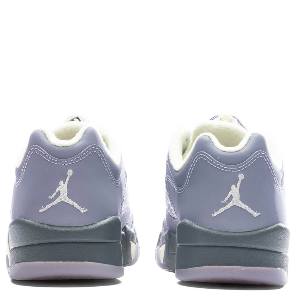 Women's Air Jordan 5 Retro Low - Indigo Haze/Fire Red/Metallic Silver - Image 4