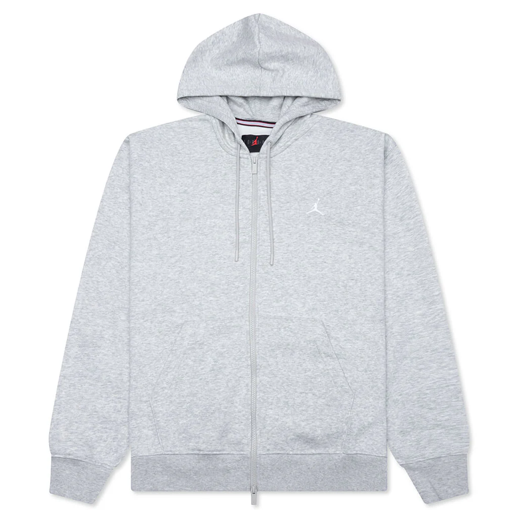 Brooklyn Fleece Full-Zip Hoodie - Grey Heather/White