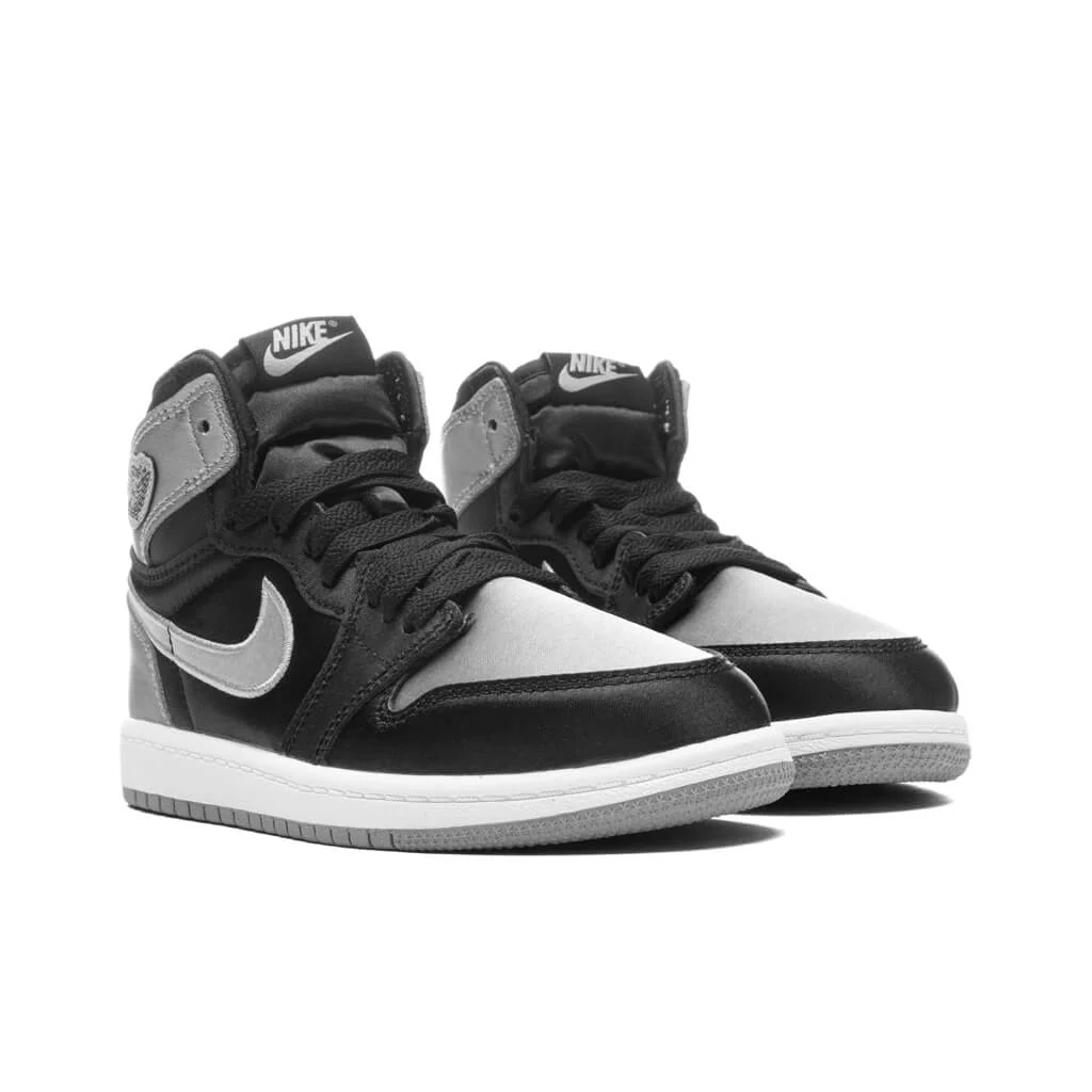 Air Jordan 1 Retro High OG 'Satin Shadow' (PS) - Black/Medium Grey/White - Image 2