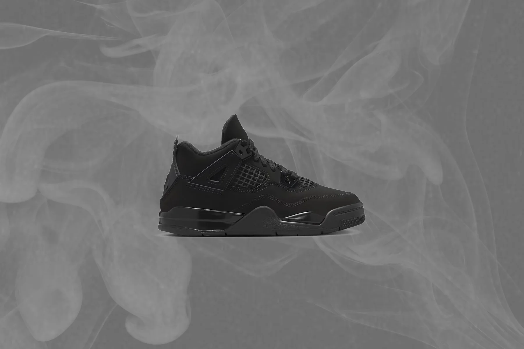 Air Jordan 4 Retro 'Black Cat' (PS) - Black/Light Graphite - Image 5