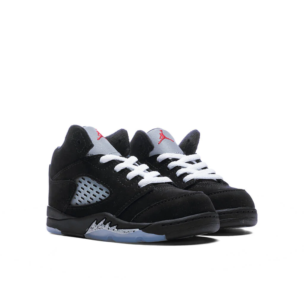 Air Jordan 5 Retro OG 'Black Metallic Reimagined' (TD) - Black/White/Metallic Silver/Fire Red - Image 2