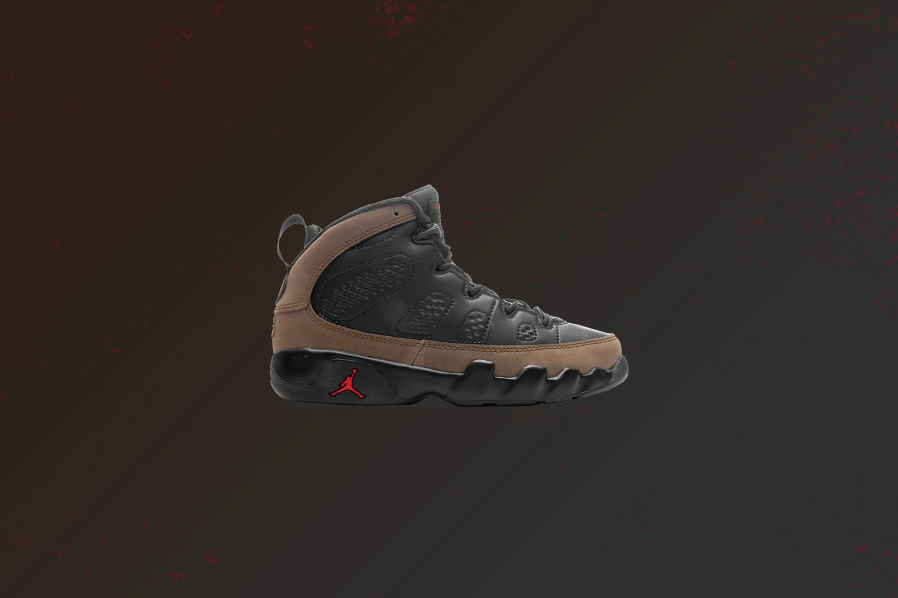 Jordan 9 Retro (PS) - Black/True Red/Light Olive - Image 4