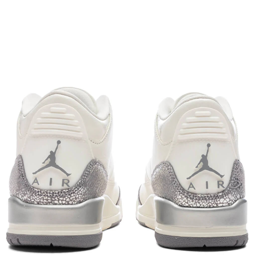 Women's Air Jordan 3 Retro - Sail/Cement Grey/Metallic Silver - Image 4
