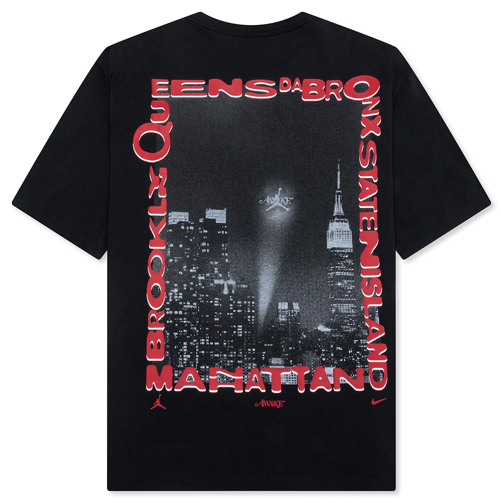 Jordan x Awake NY Tee - Black/White/University Red - Image 2