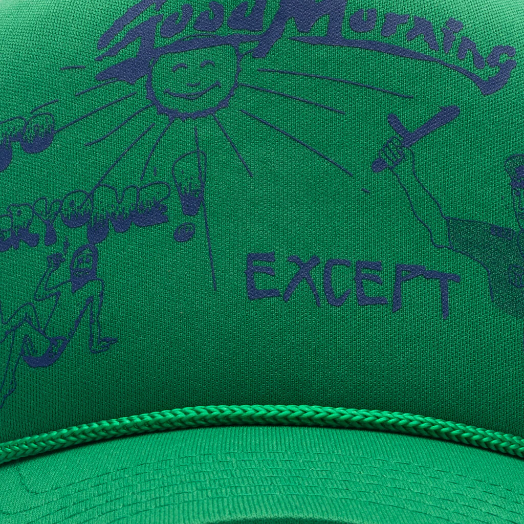 Good Morning Except Cops Trucker Cap - Green - Image 2