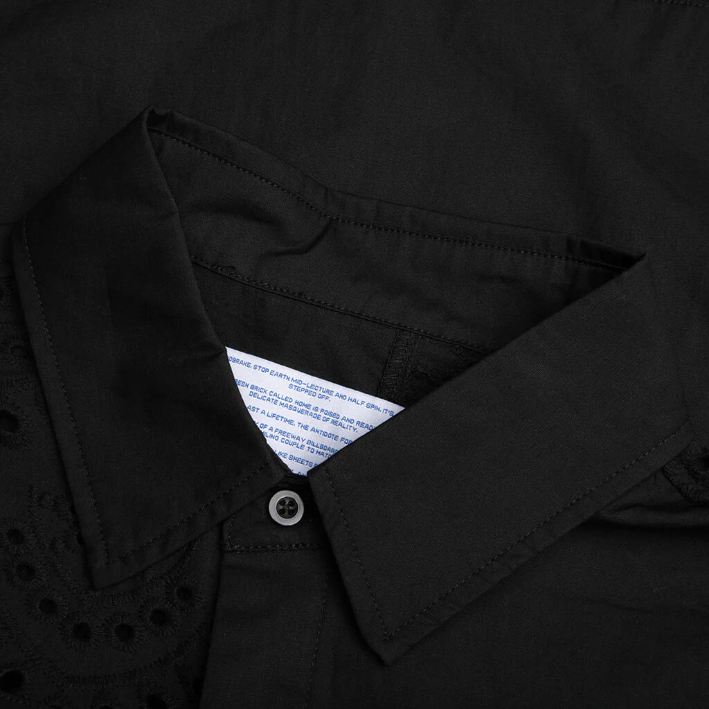 Lace Button Up - Black - Image 3