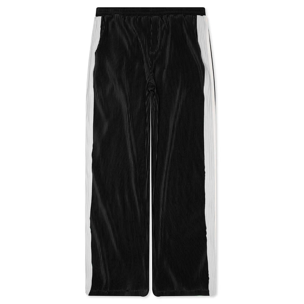 Weave Trim Pleat Pants - Black/Blue