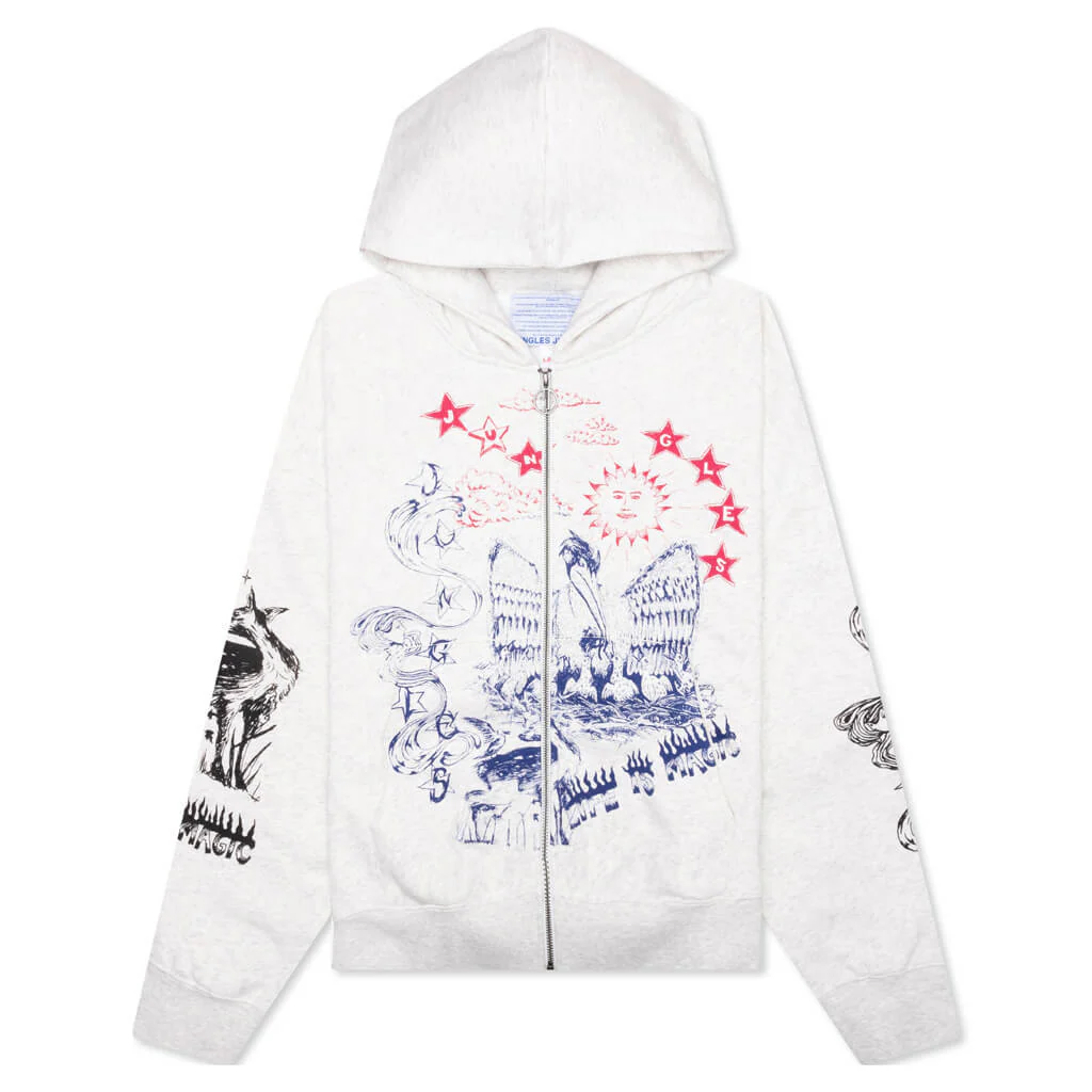Scribbles Zip Hoodie - Grey