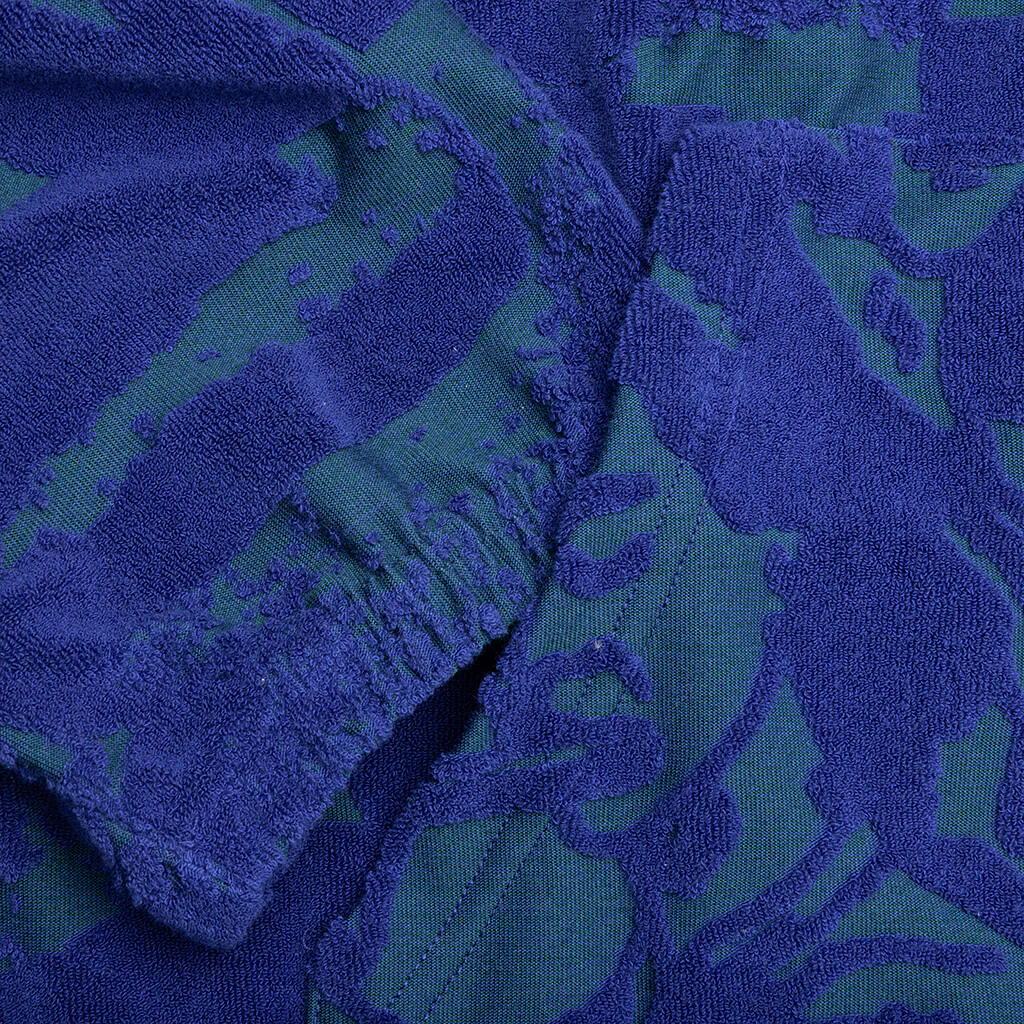 Terry Towelling Hoodie - Blue/Green - Image 4