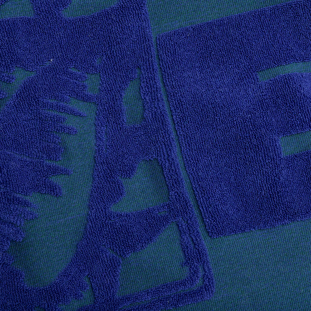 Terry Towelling Hoodie - Blue/Green - Image 5