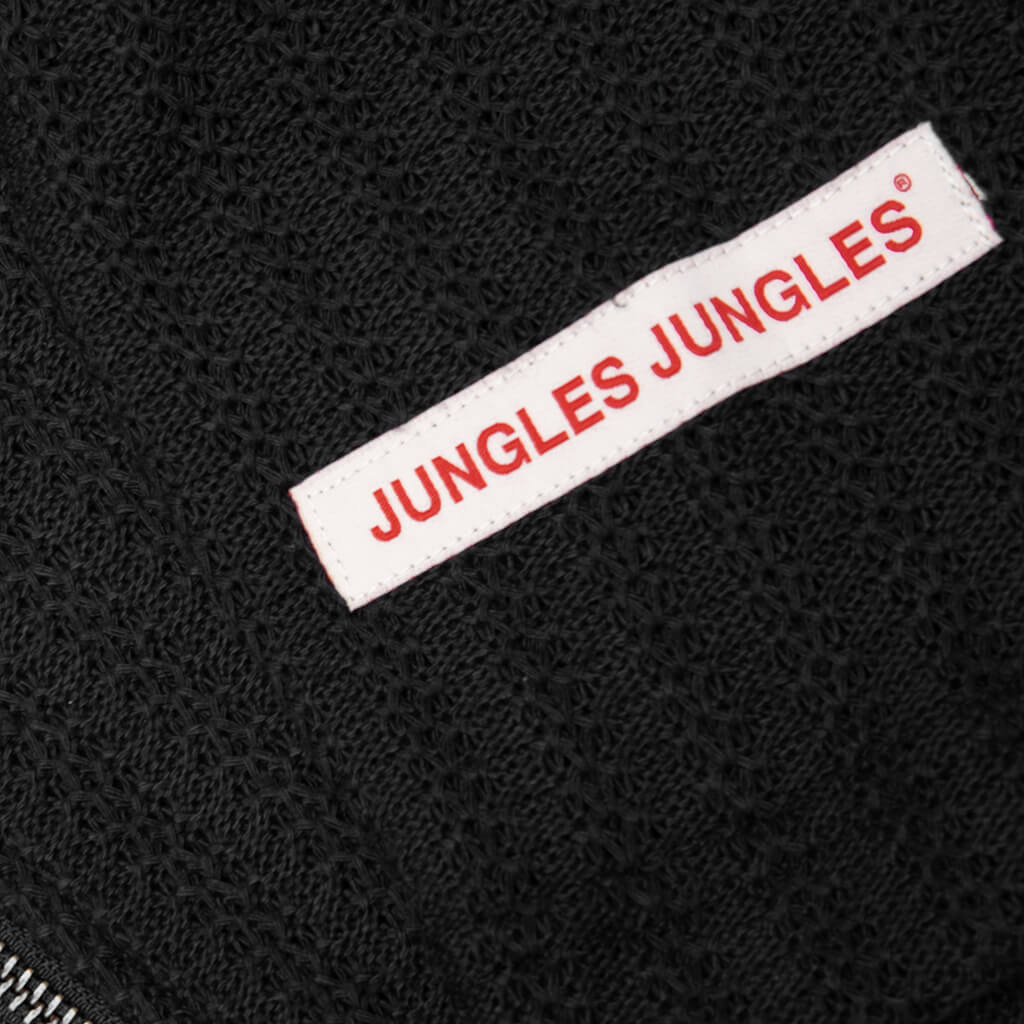Zip Up Boxy Knit Jacket - Black - Image 3
