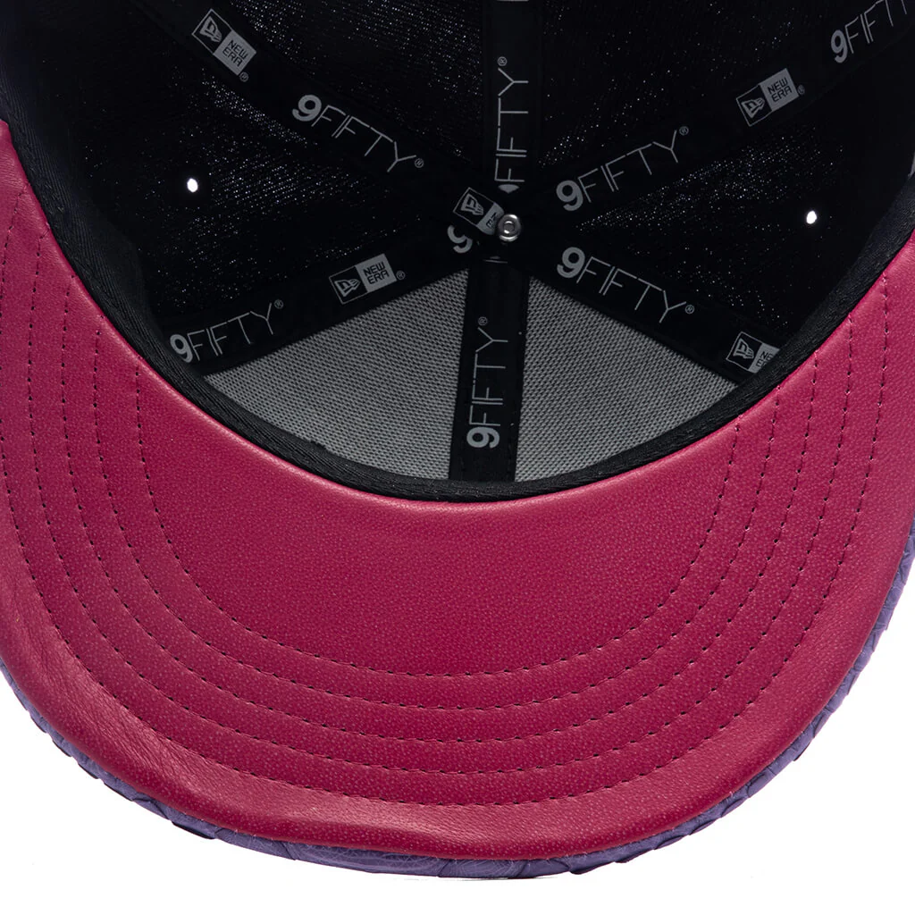 Just Don x Usher Super Bowl LVIII 9FIFTY Snapback Hat - Black/Purple Python - Image 8