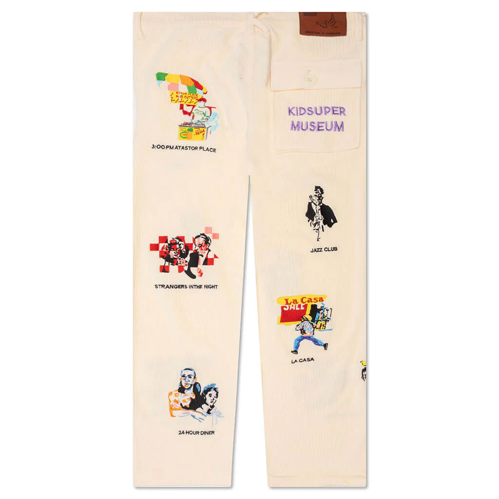Museum Embroidered Cord Pants - Beige - Image 2