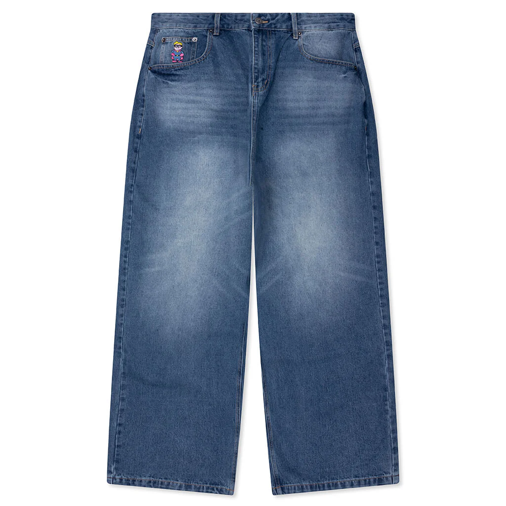 Patched Flare Pant - Blue