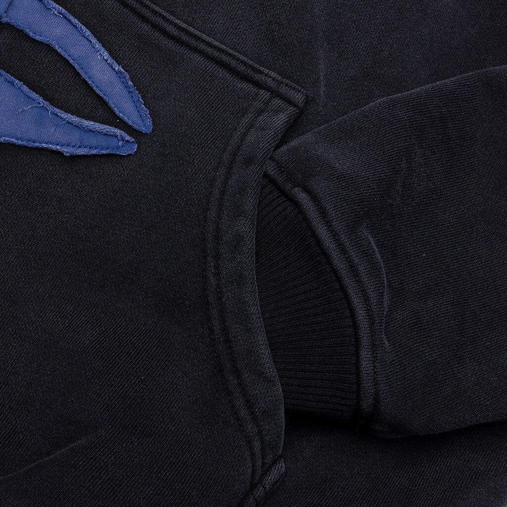 Patchwork Face Heavyweight Zip Up Hoodie - Black - Image 4