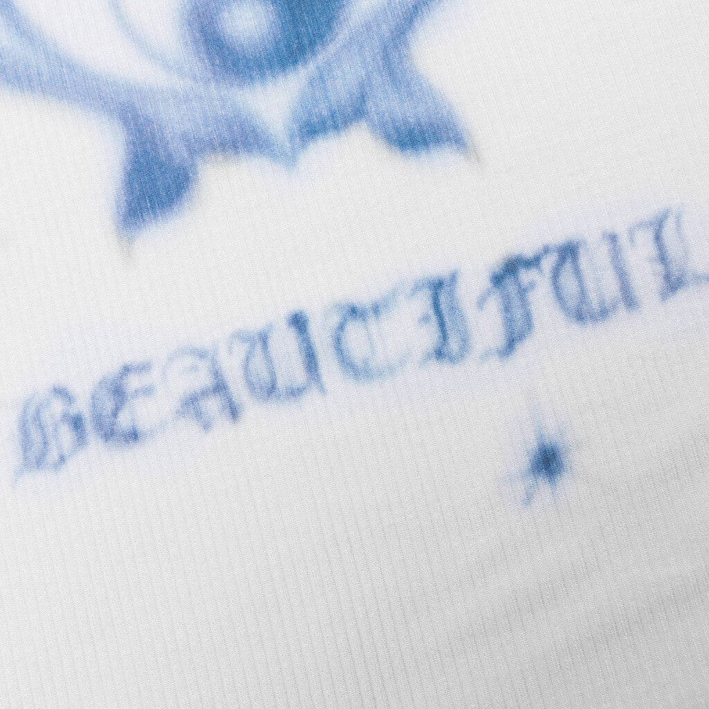 Life is Beautiful Ribbed Raglan Tee - White Rib - Image 4