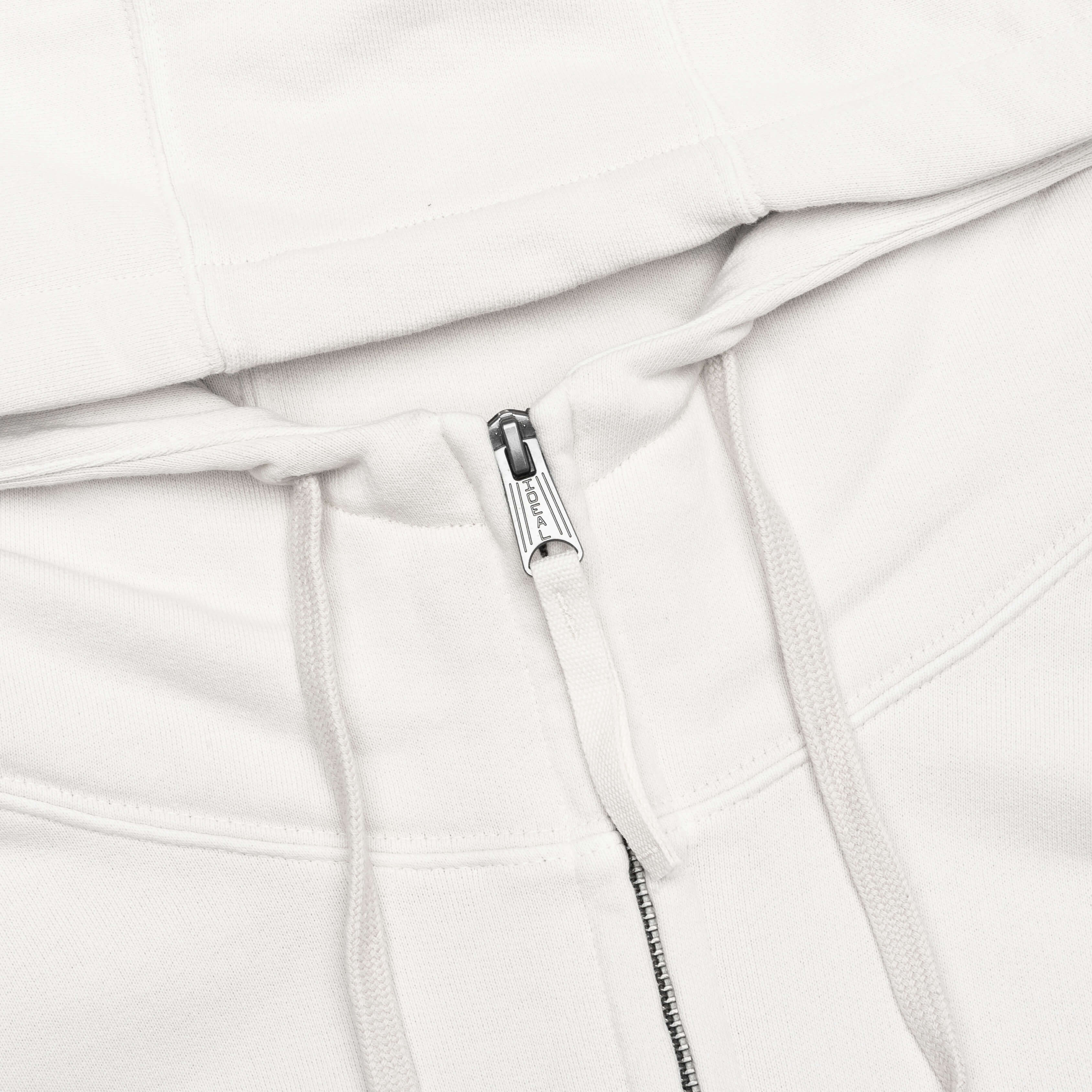 Reverse Applicated Stitch Logo Zipped Hoodie - Ecru - Image 3