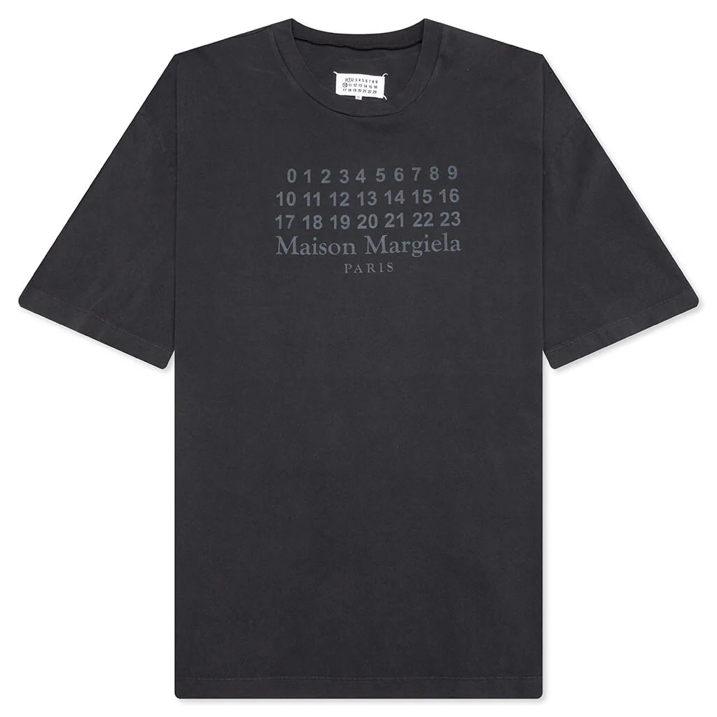 Number Logo Cotton T-Shirt - Washed Black
