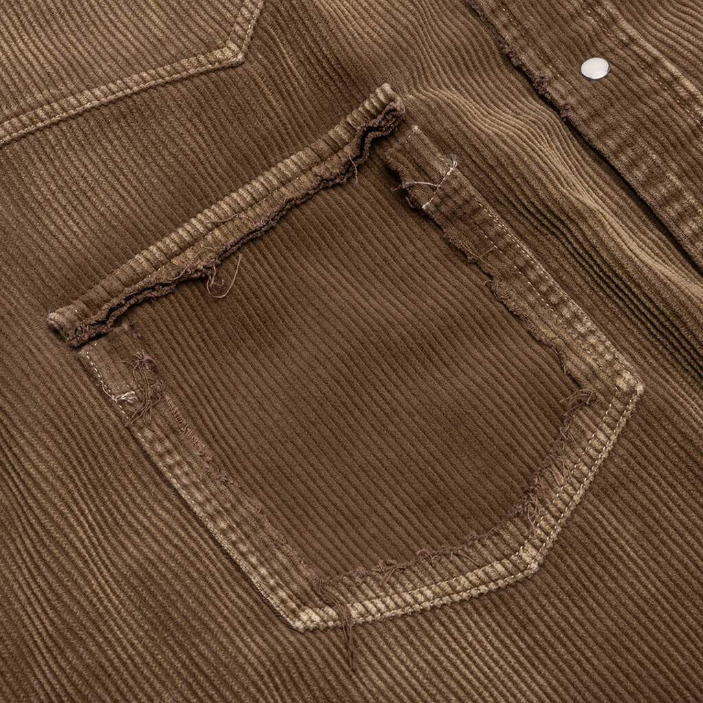 Aged Corduroy Shirt - Brown - Image 5