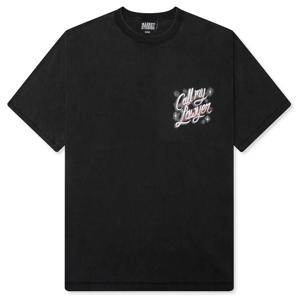 Airbrush Call My Lawyer T-Shirt - Washed Black