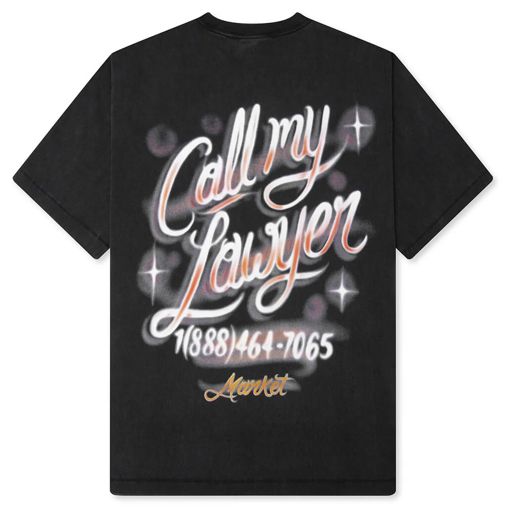 Airbrush Call My Lawyer T-Shirt - Washed Black - Image 2