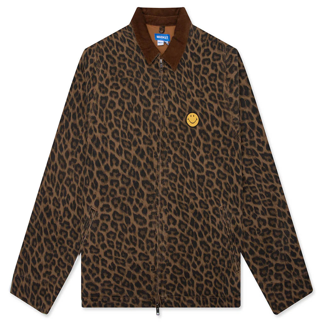 Smiley LA Work Jacket - Leopard Print/Brown