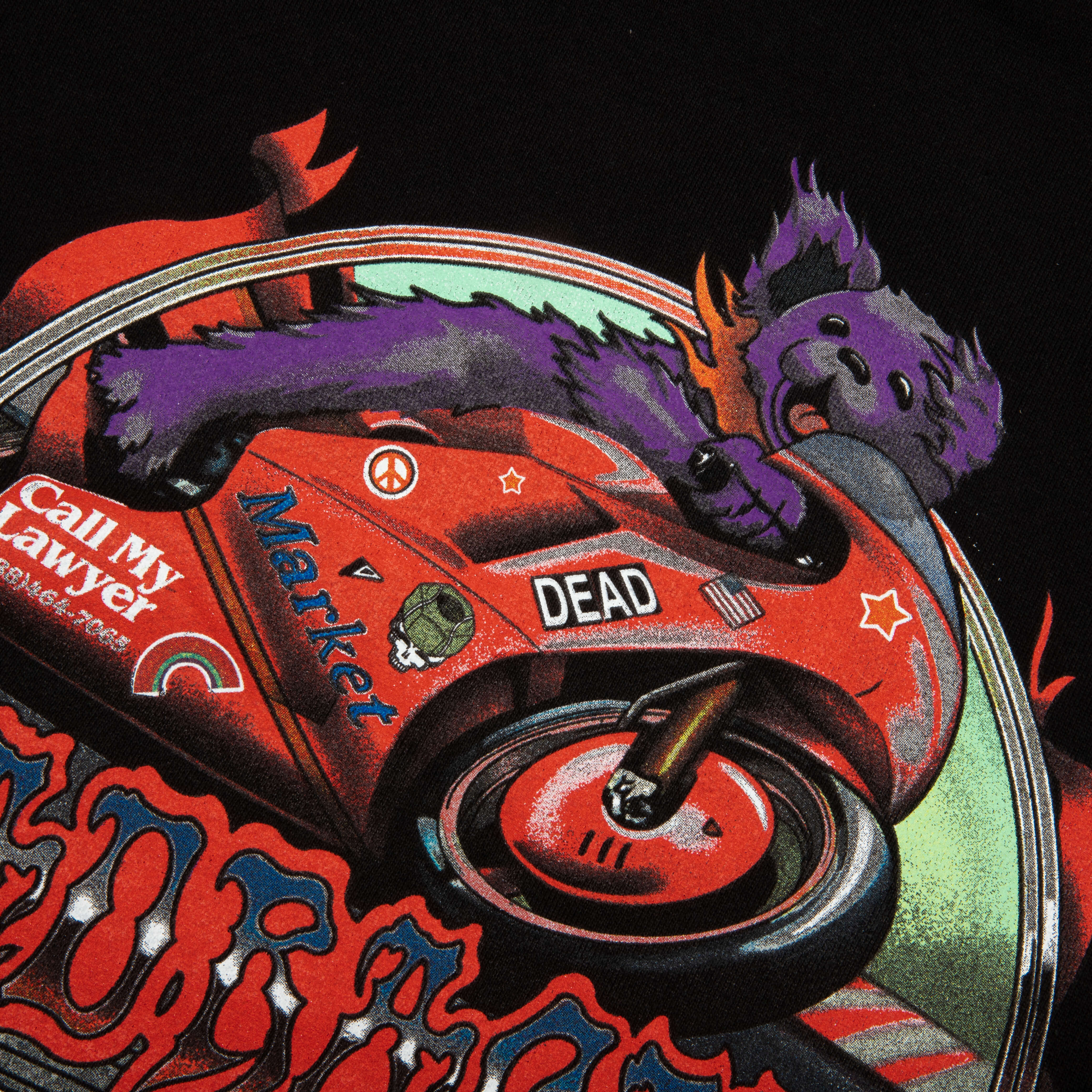 Market x Grateful Dead Stealie Moto Bear Hoodie - Washed Black - Image 5