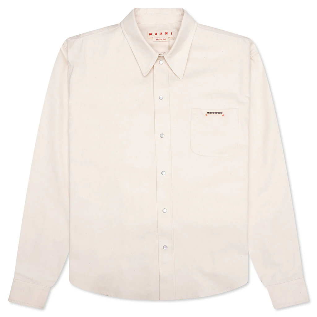 Cream Denim Shirt with Trunakaroo Plaque - Bone