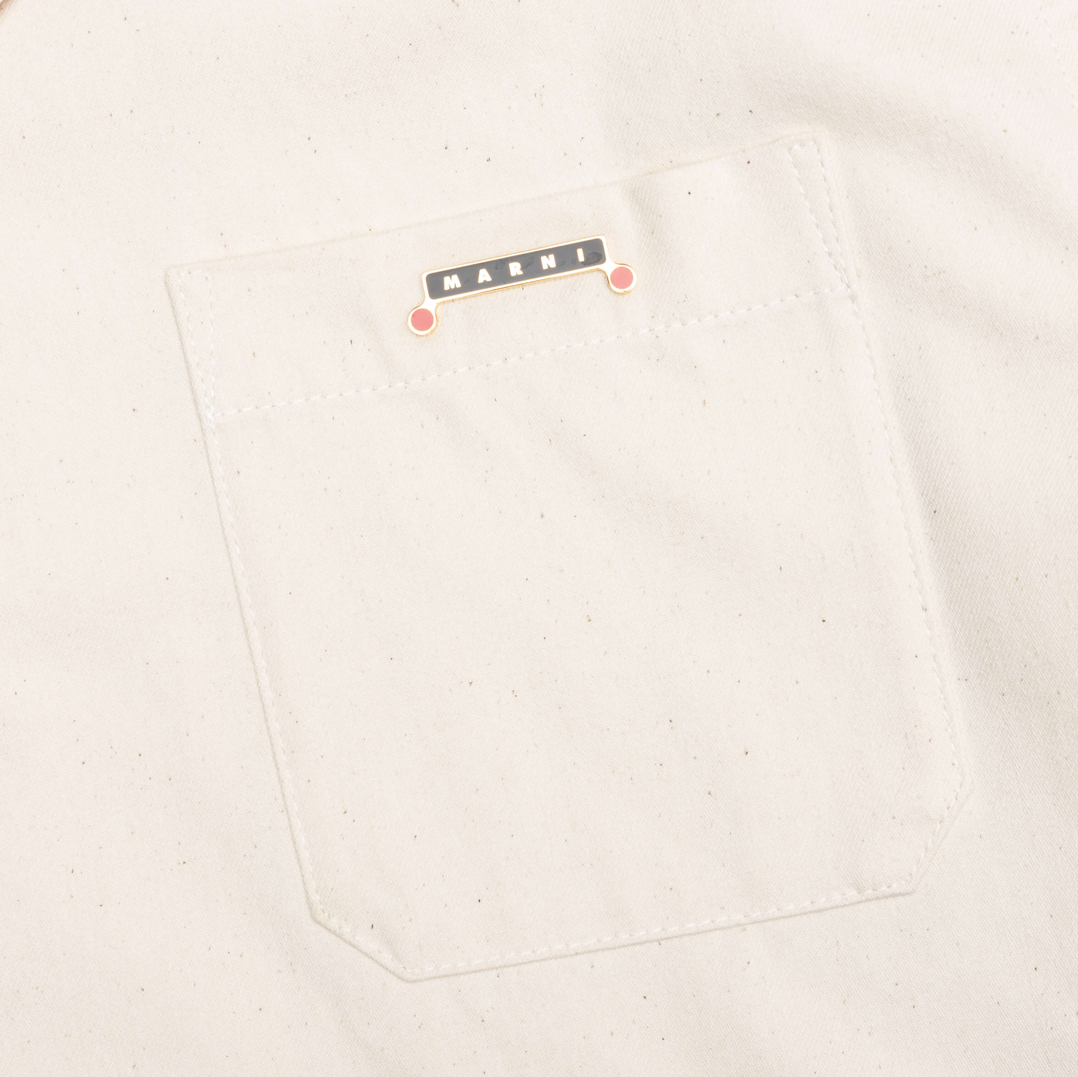Cream Denim Short Sleeve Shirt with Trunakaroo Plaque - Bone - Image 4