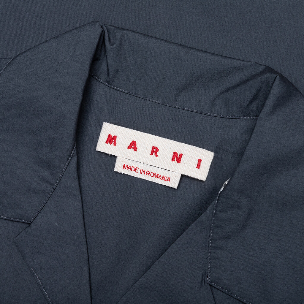 Organic Hidden Logo Poplin Cotton Shirt - Dark Ash - Image 3