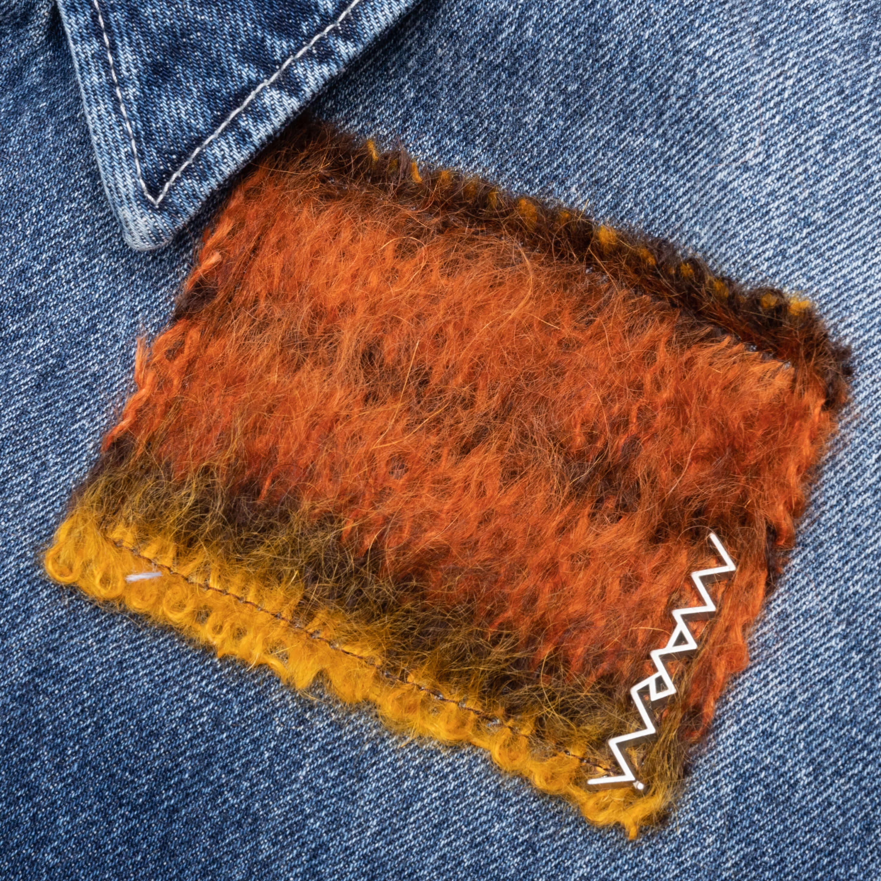 Virgin Wool Shirt With Knitted Patches - Deep Blue - Image 3
