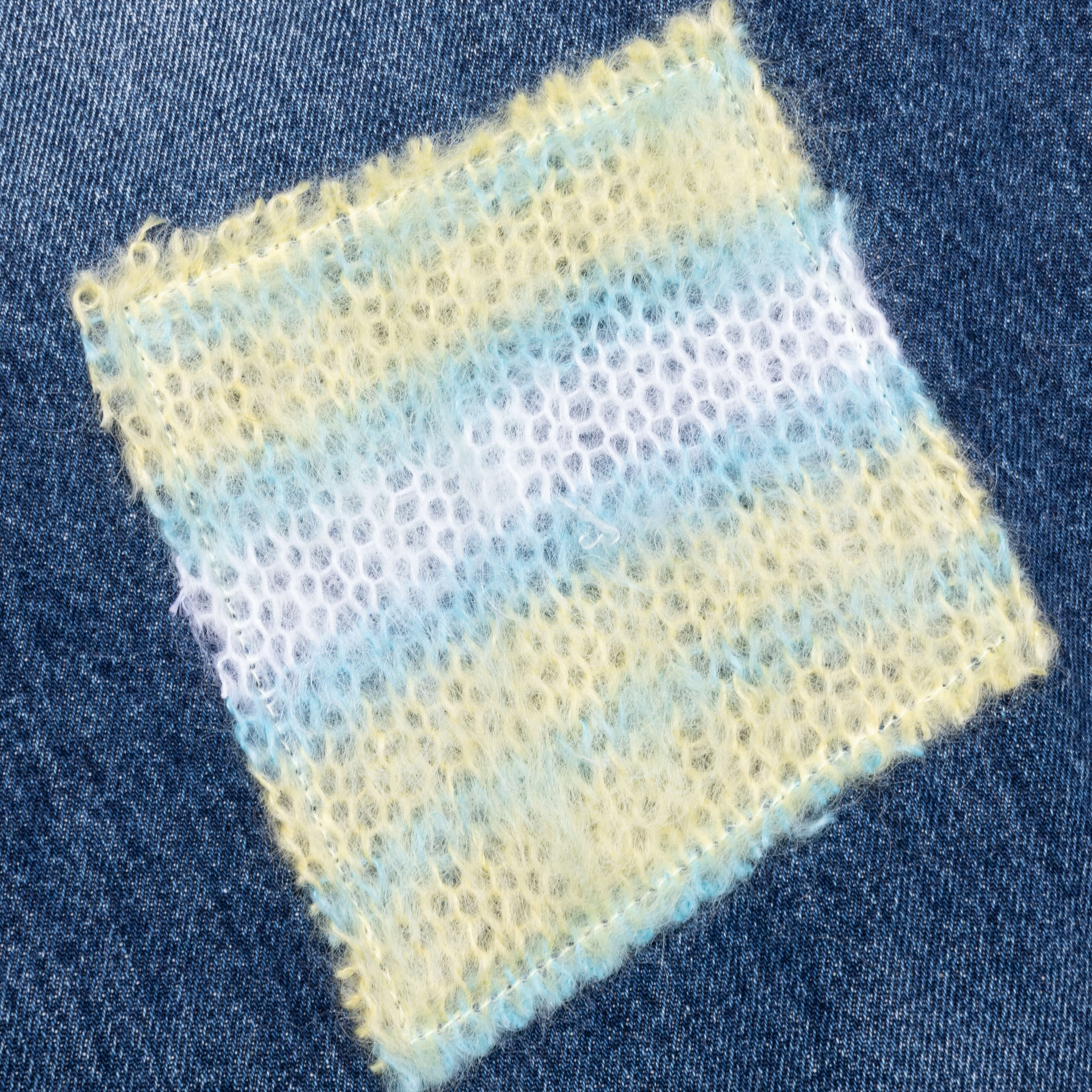 Virgin Wool Shirt With Knitted Patches - Deep Blue - Image 4
