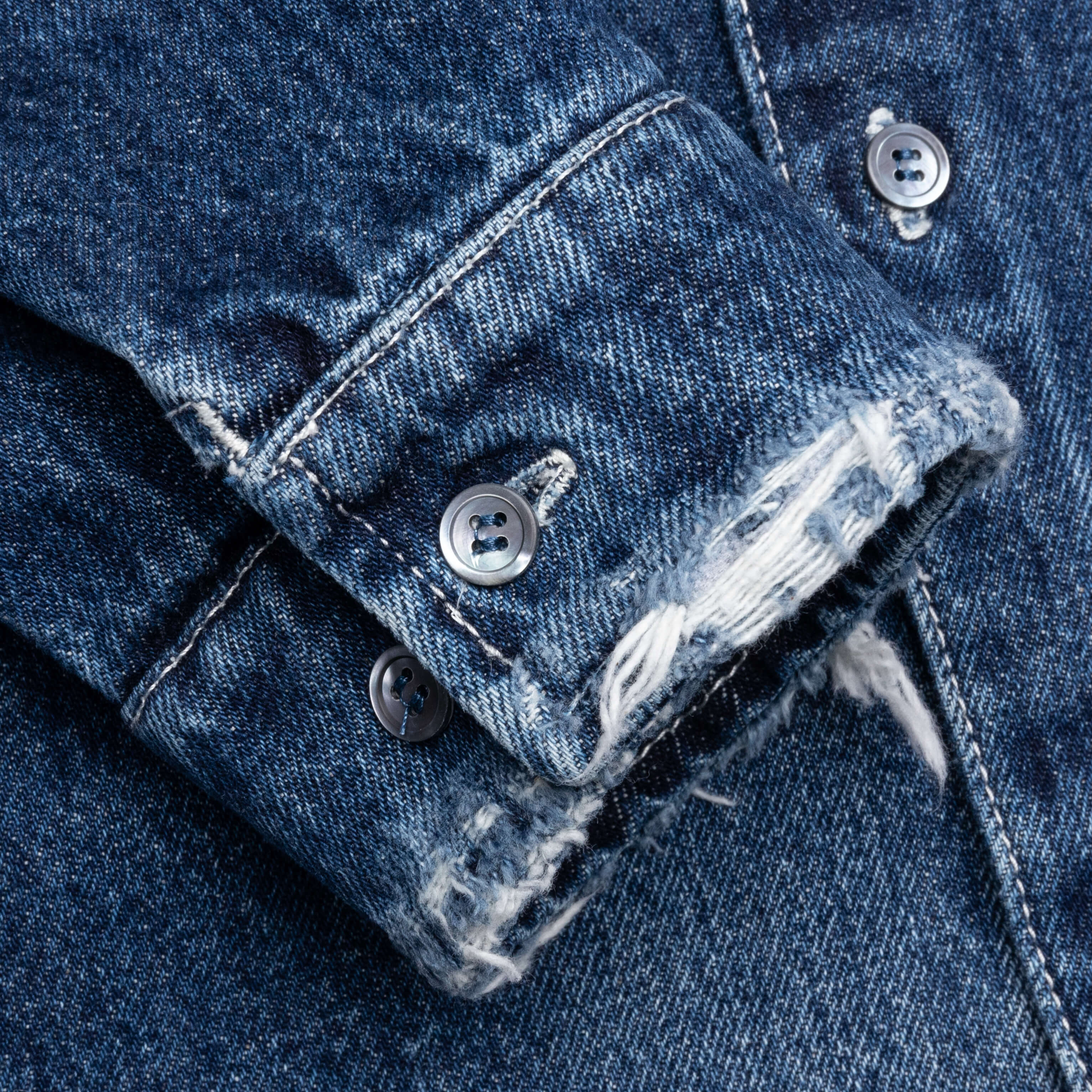 Virgin Wool Shirt With Knitted Patches - Deep Blue - Image 5