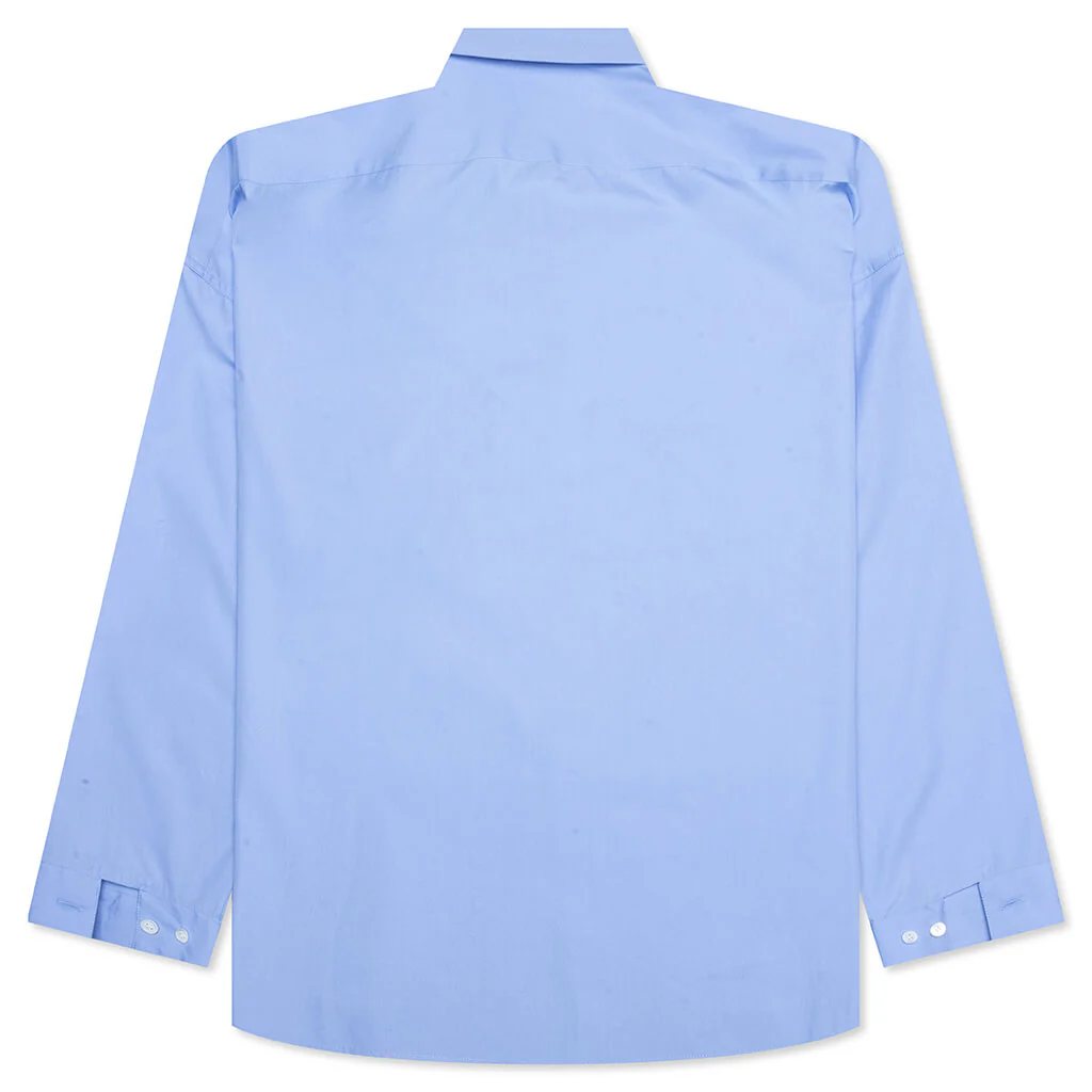 Light Blue Organic Poplin Shirt With Peeping Logo - Iris/Blue - Image 2
